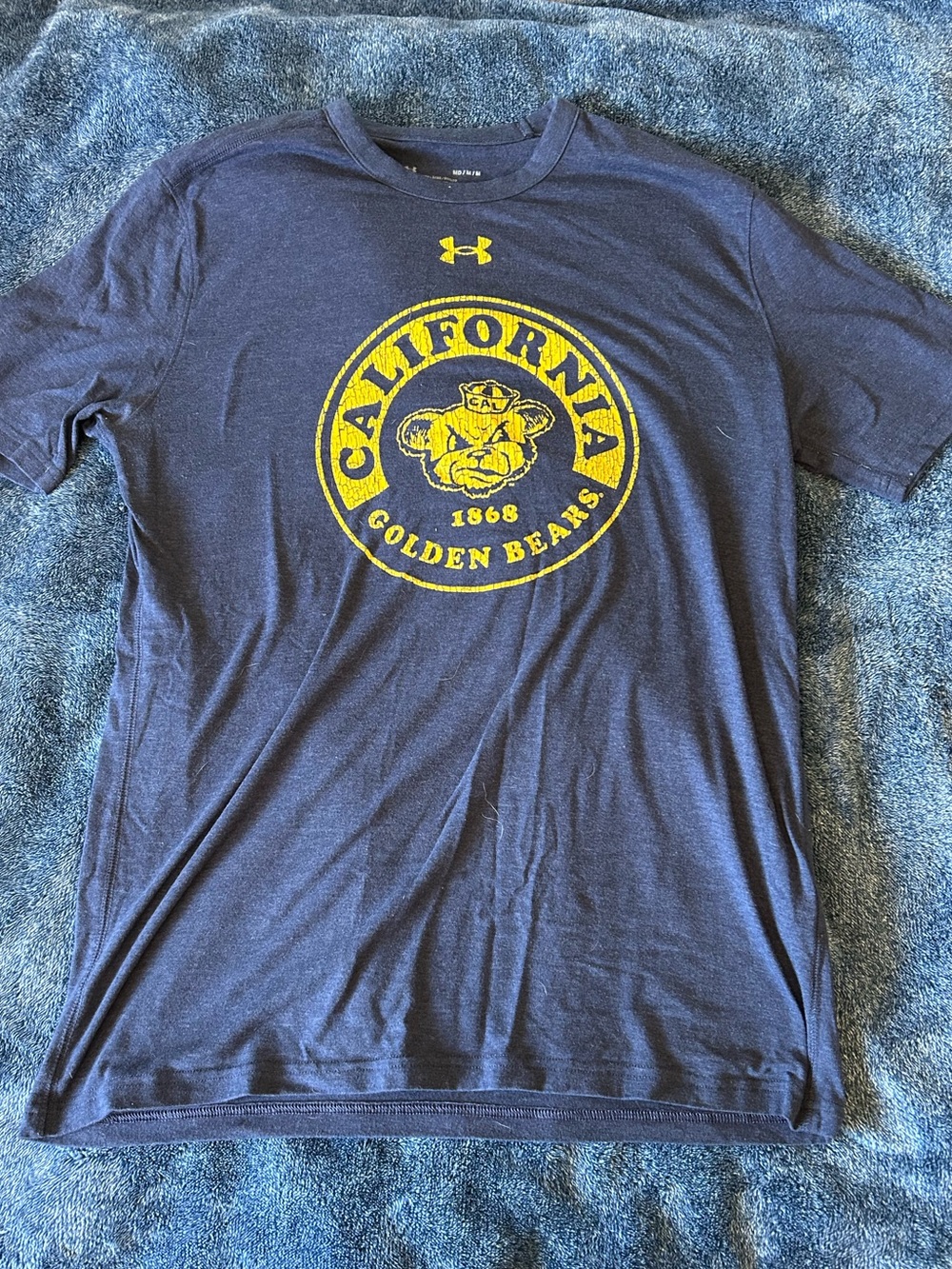Under Armour Navy Short Sleeve California Golden Bears Tee with Yellow Logo